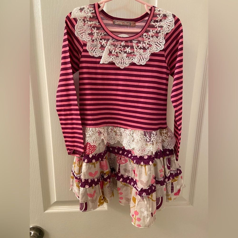 Jelly the Pug Lila Orchard Knit Dress Orchard Tree Collection Size 4 NWT